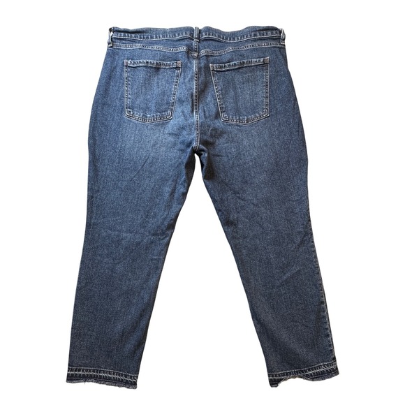 Old Navy Mid Rise Boyfriend Jeans Women's Size 16 Blue Distressed Raw Hem